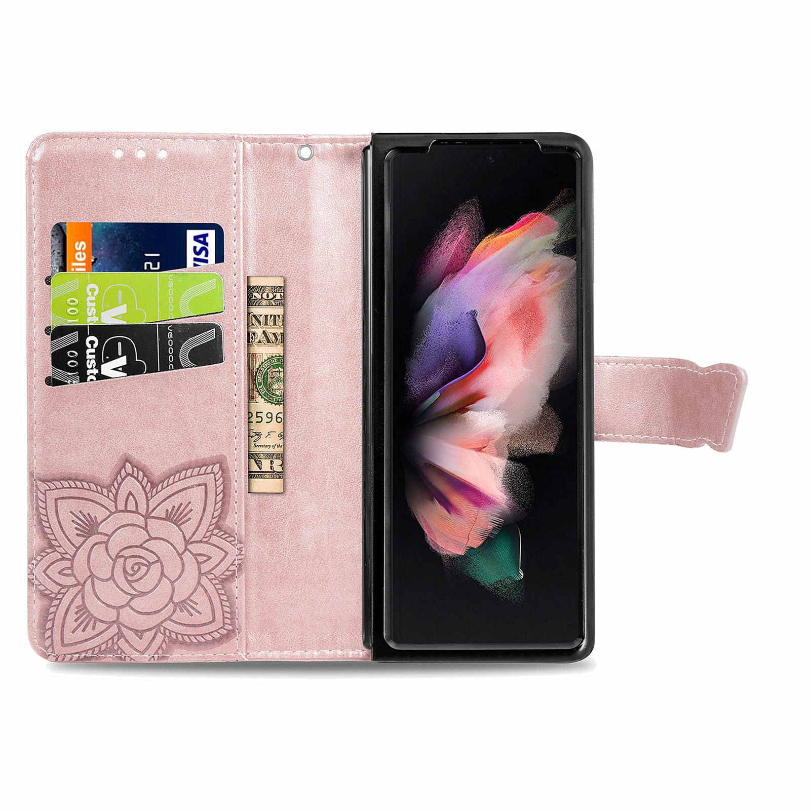 Wallet Phone Case for Samsung Galaxy Z Fold5 5G Butterfly Imprinting Rhinestone Decored PU Leather Flip Cover Wallet Phone Case for Samsung Galaxy Z Fold5 5G Butterfly Imprinting Rhinestone Decored PU Leather Flip Cover